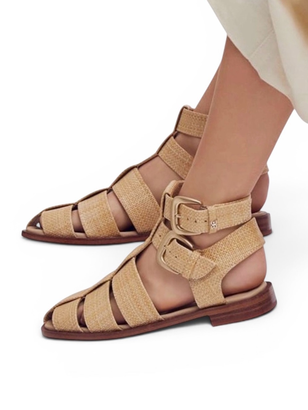 Sam Edelman Dawn Raffia Weave Gladiator Fisherman Sandals Size 8.5M